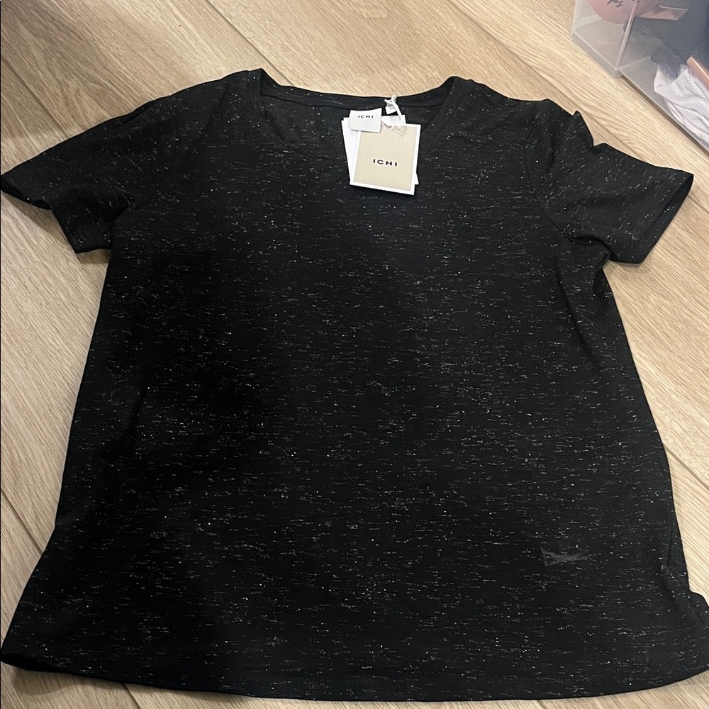 ICHI Women's Classic Black Short Sleeve Top